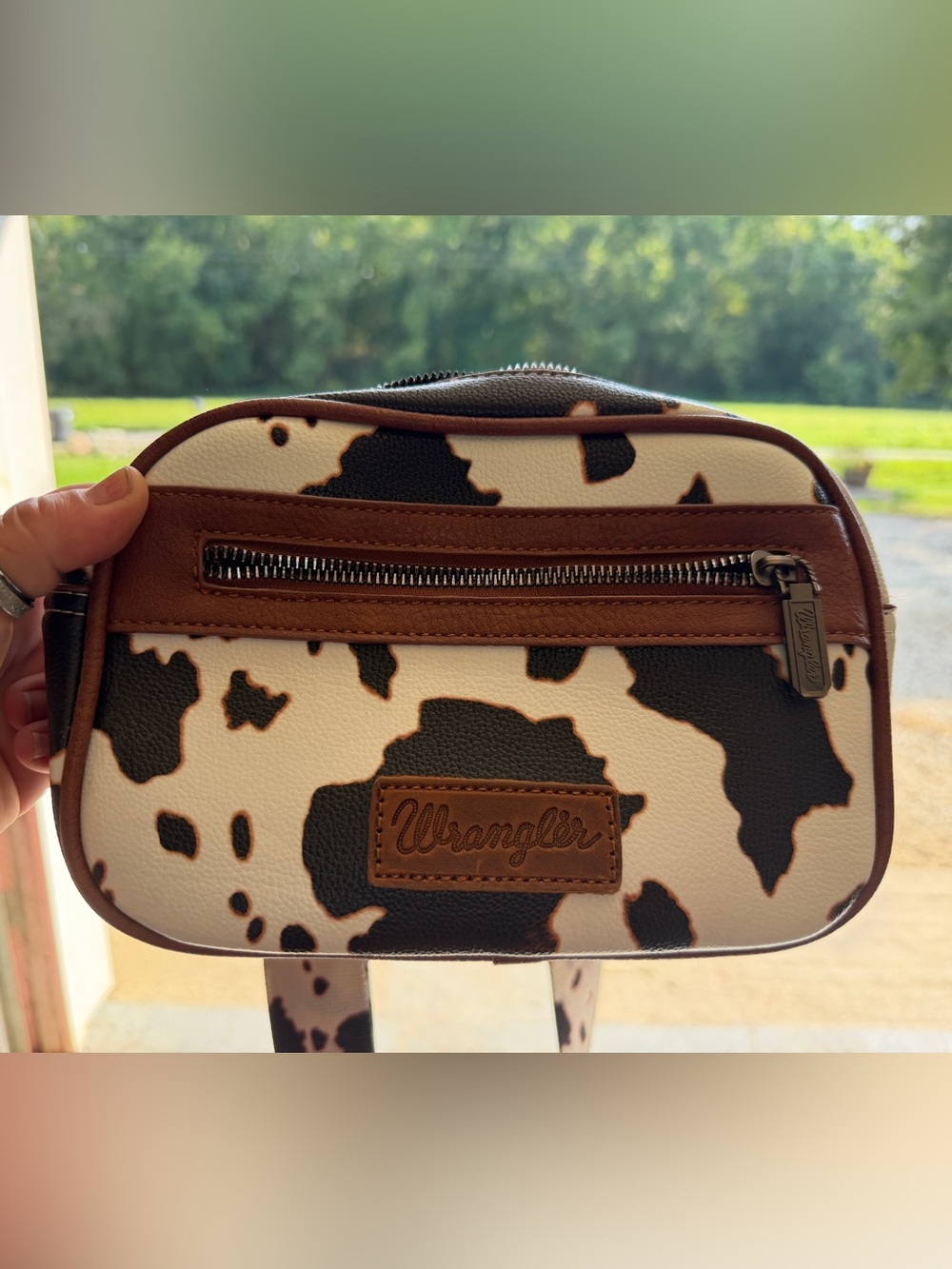 Wrangler Brown and White Cowprint Crossbody/Fanny pack Purse